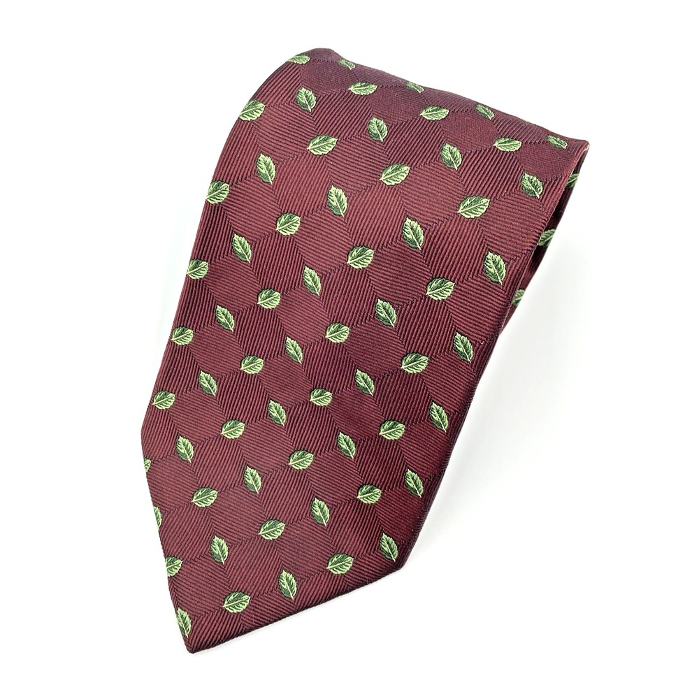 Brooks Brothers Makers Men's Italian Silk Made in USA Geometric‎ Leaf ~ Long 61"